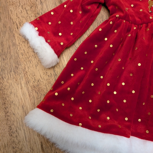 NWT! Baby Girl's Rudolph The Red Nosed Reindeer Soft Velour Christmas Dress - Picture 5 of 11